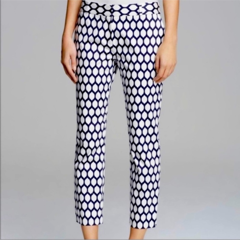 Printed Navy & White Slim Crop Pants